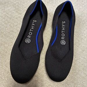 Rothy's Black Flats with Blue Trim